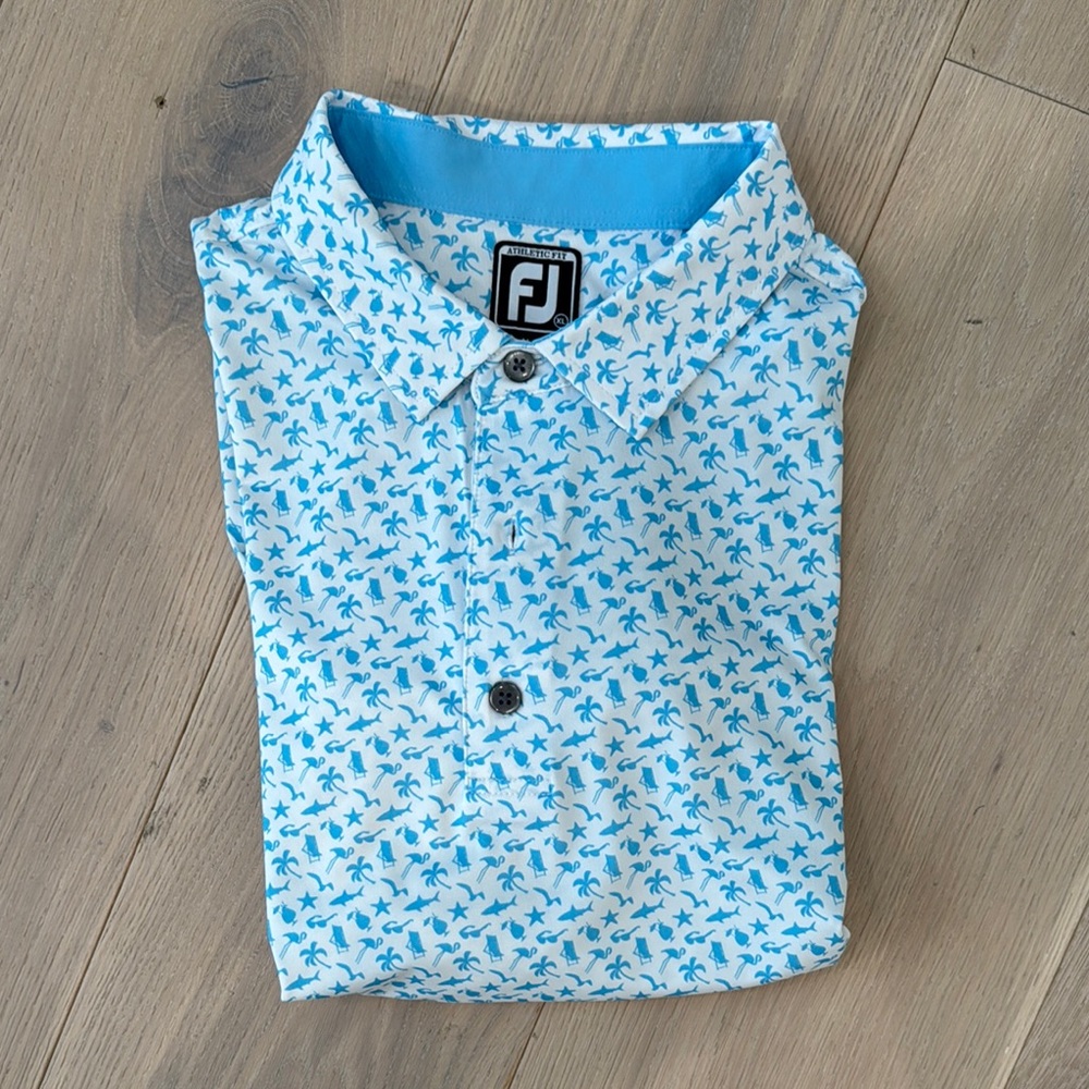 FootJoy Blue and White Polo Golf Shirt